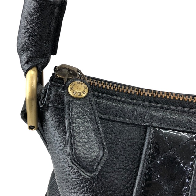BURBERRY バーバリー ショルダーバッグ ブラック ロゴ レザー セミショルダーバッグ vintage ヴィンテージ オールド 7rnpei