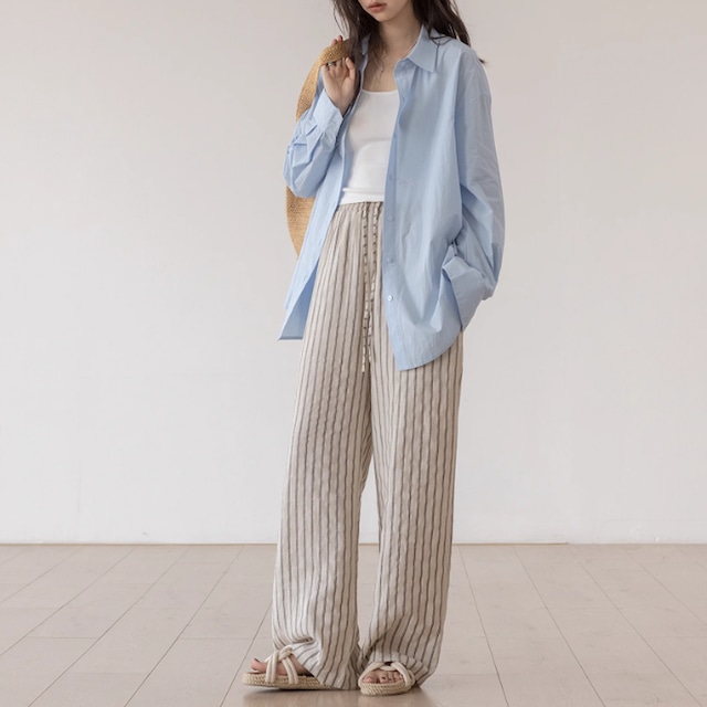 Linen Striped Loose Pants KRE1958