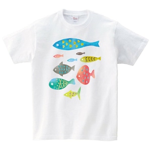 魚  Tシャツ メンズ レディース 半袖 白 30代 40代 プレゼント 大きいサイズ 綿100% 160 S M L XL