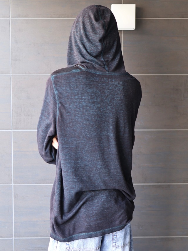 marbling henley neck hoodie