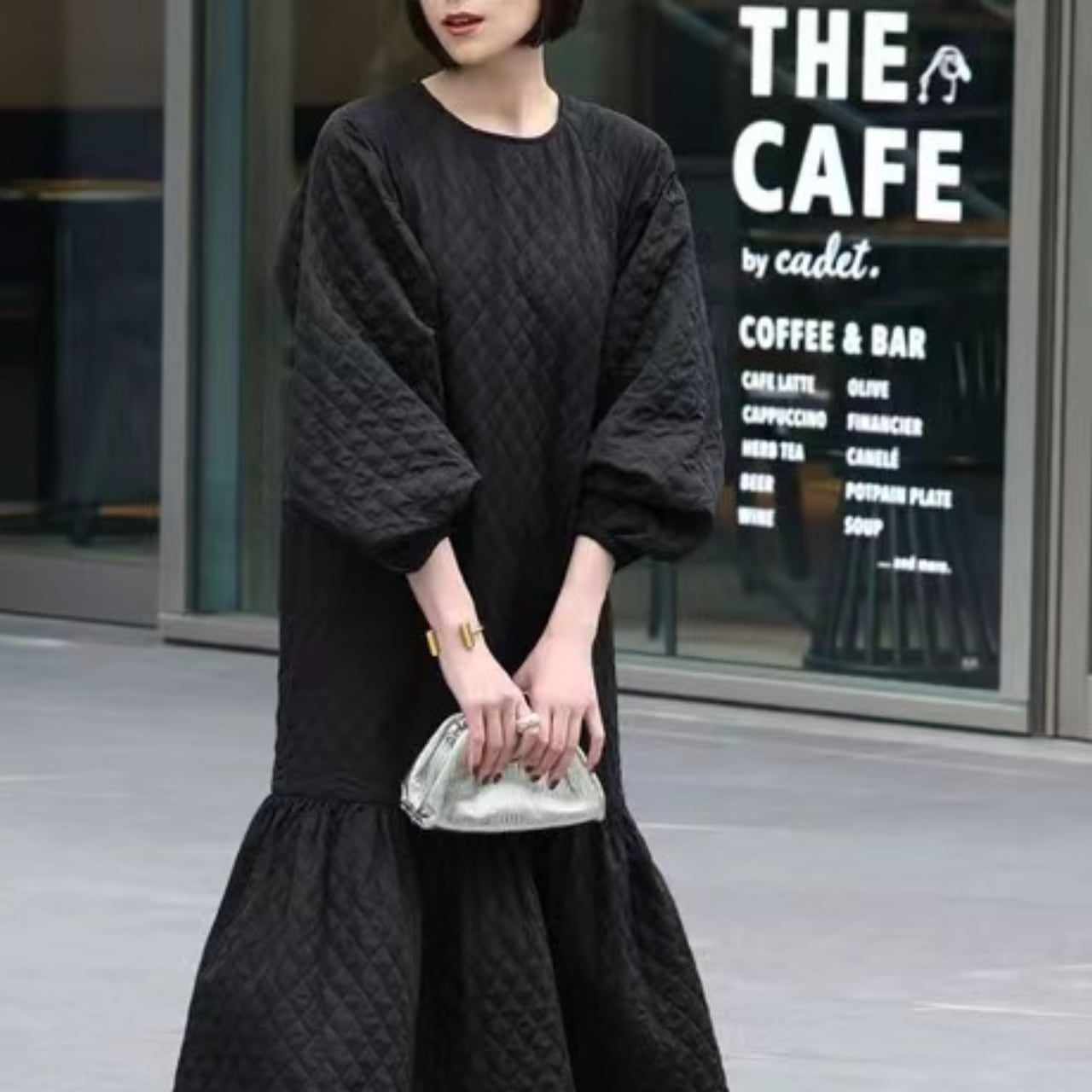 フリル マーメイドヘム キルティング ワンピース 341165