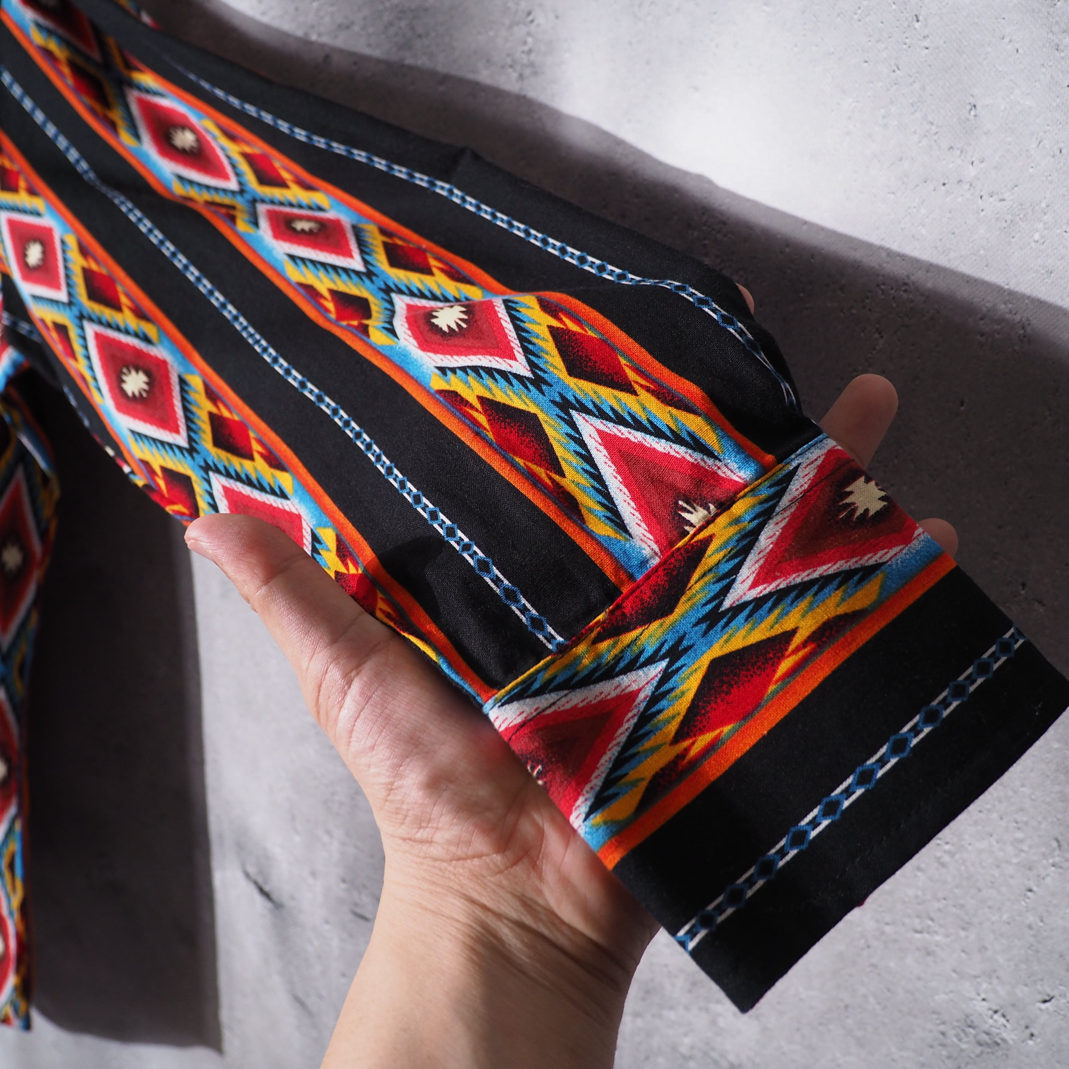 ” Wrangler ” ethnic stripe pattern vintage loose silhouette western shirt