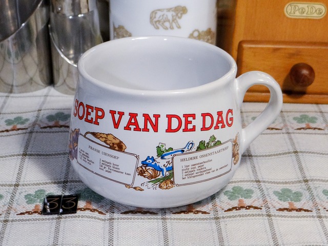 【Vintage】オランダ スープボール オニオンスープとテールスープのレシピ /w033