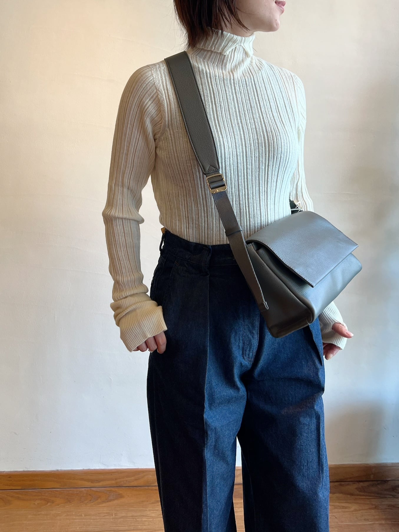 unfil / ロイヤル ベビー アルパカ ランダム リブ編みニット