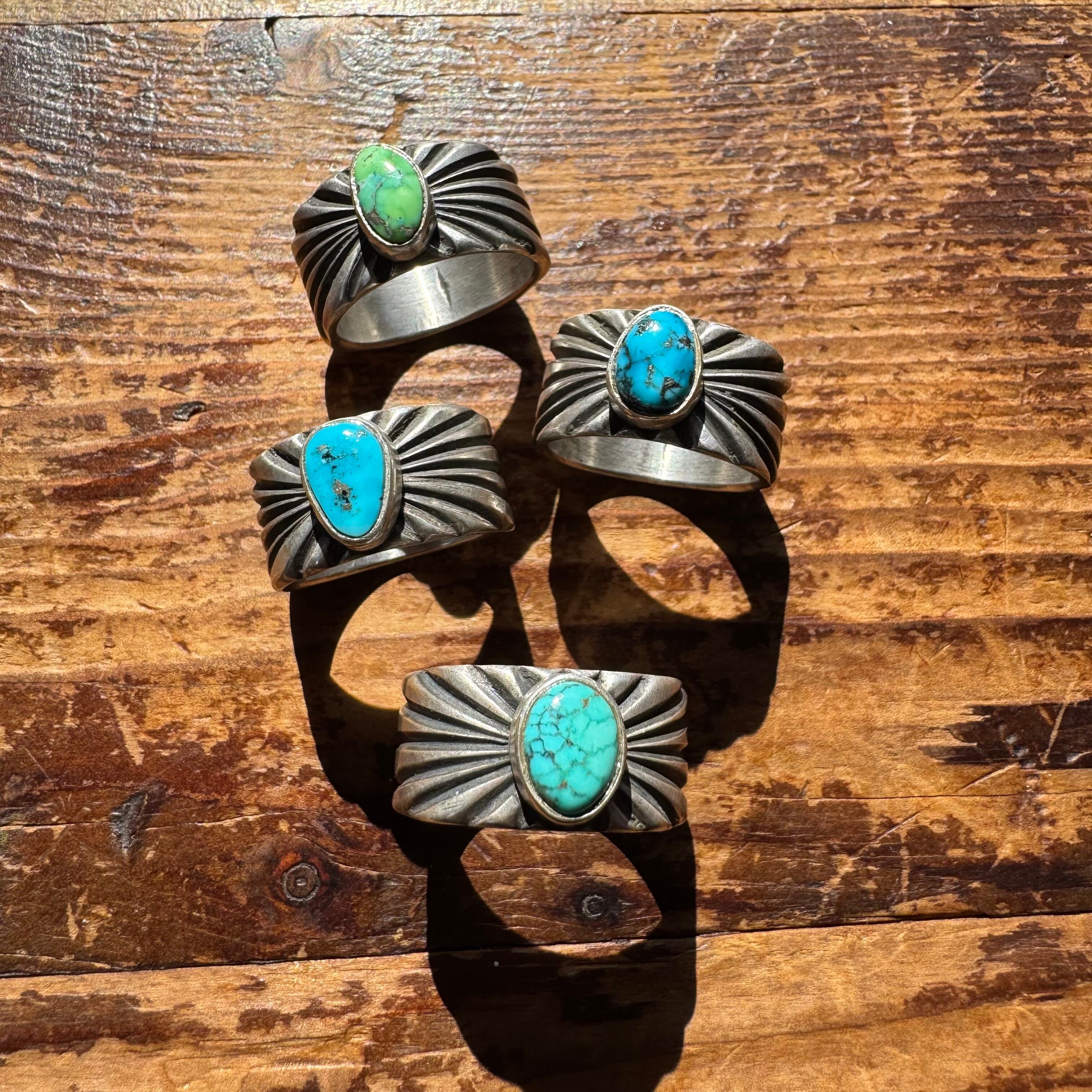 FTC Turquoise Tufa Cast Ingot Silver Ring | Rei-mart