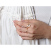 S925 PETIT STONE THIN RING -RAINBOW MOON STONE-
