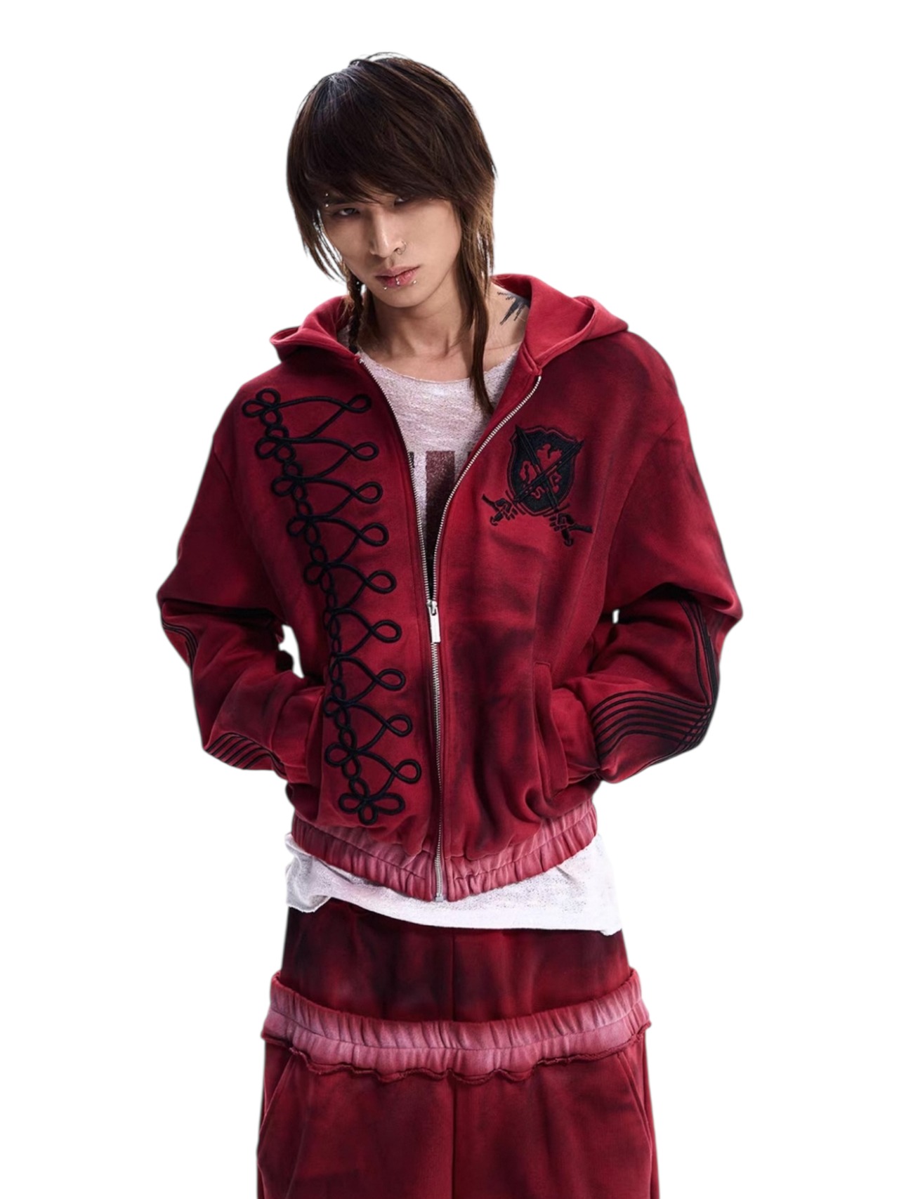 【STARTEXCEEDEND】EMBROIDERED ZIP UP HOODIE