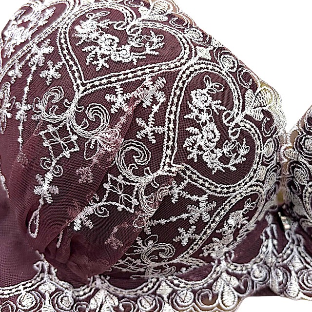 k-BC【956700パープル】ボルドー刺繍レース美胸ブラセット