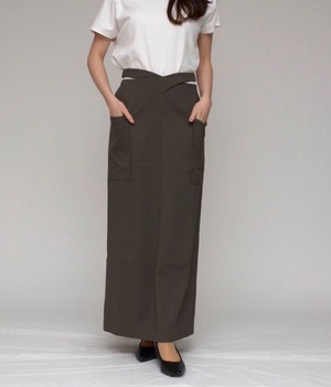 【praia】リネンライク　フロントフリルペンシルスカート　LEQ2608