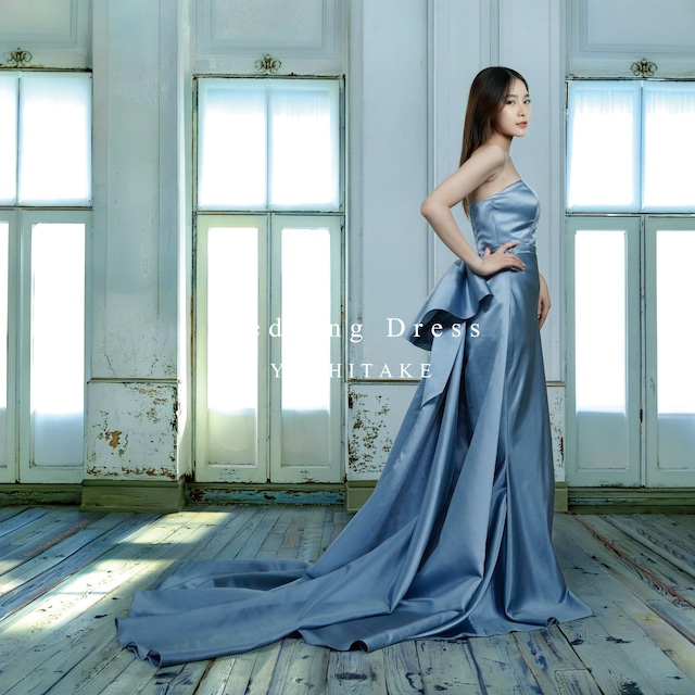 【オーダー制作】ウエディングドレス　	ウエディングドレス.ブルー.カラードレス.マーメイドドレス.リボン	※制作期間4週間から8週間	Y1556