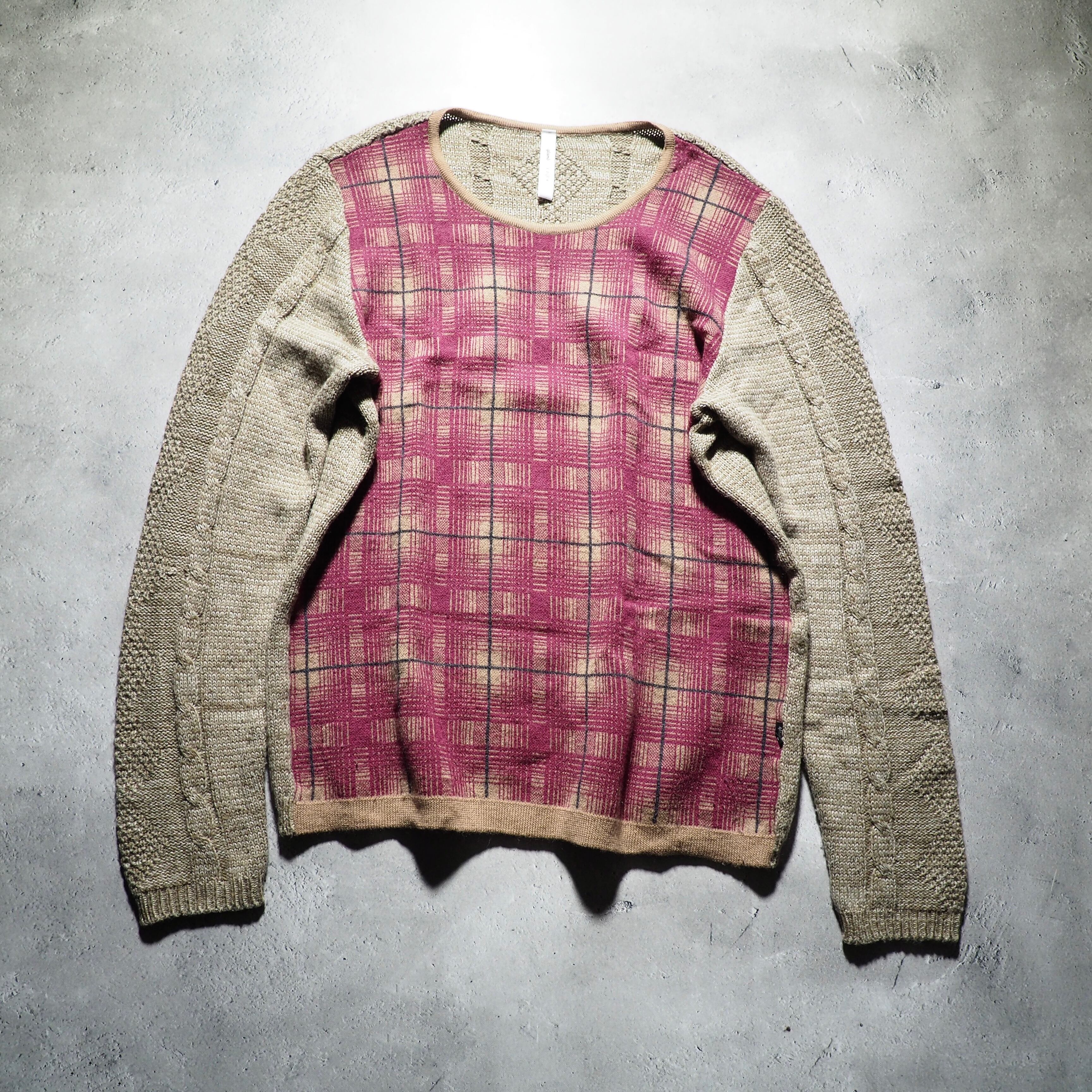 " glamb " Bewitching Ombre check switching Design knit