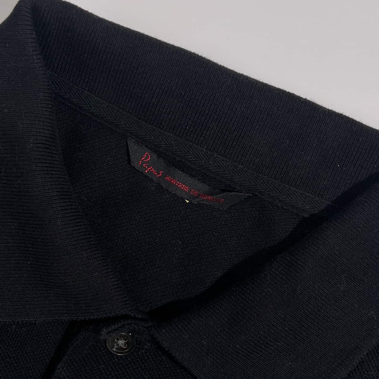 Papas パパス 袖マルチワッペン 鹿の子 半袖 ポロシャツ 48 M/ブラック系 メンズ ゴルフ