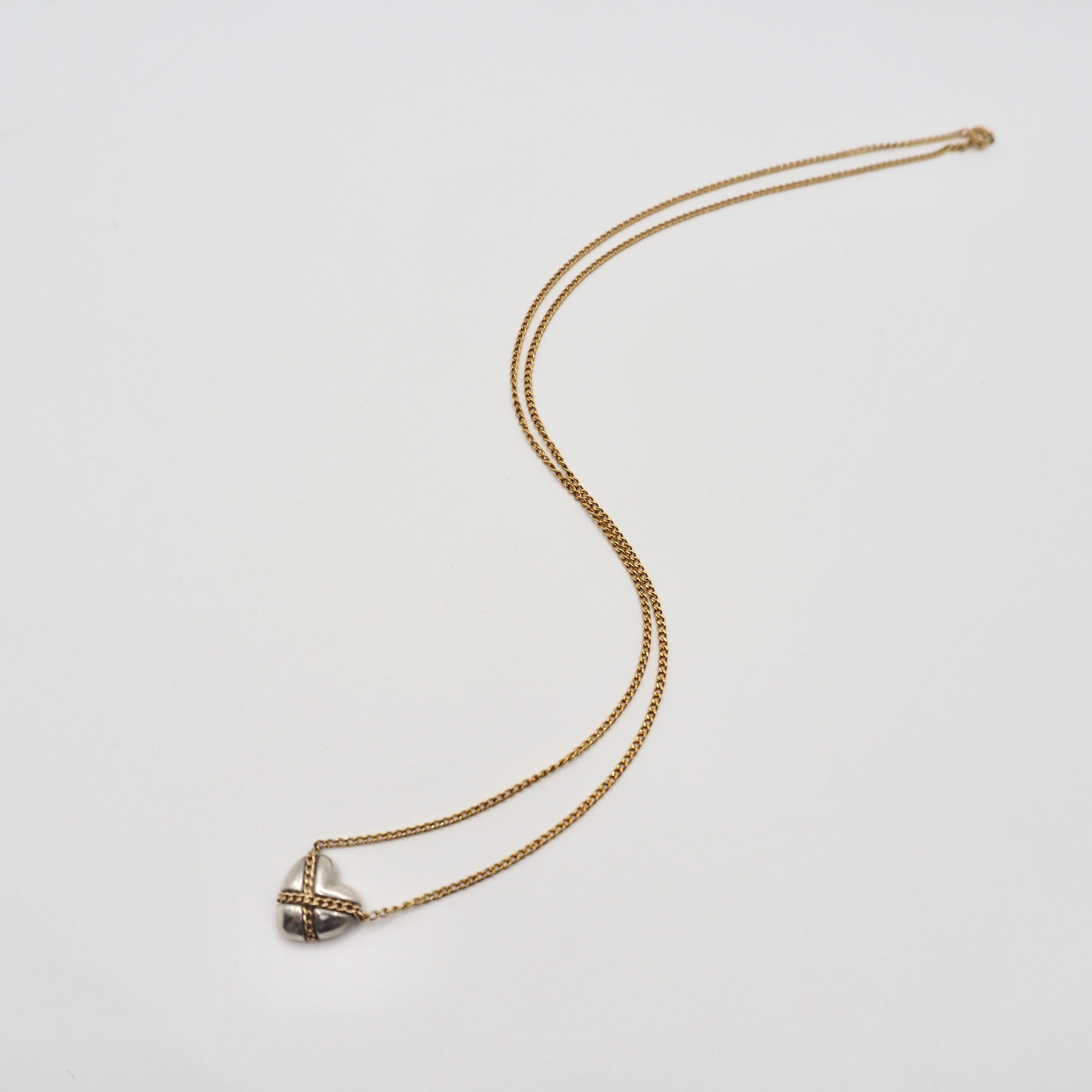 Tiffany&Co. ハートクロスチェーンネックレス シルバー925 K18