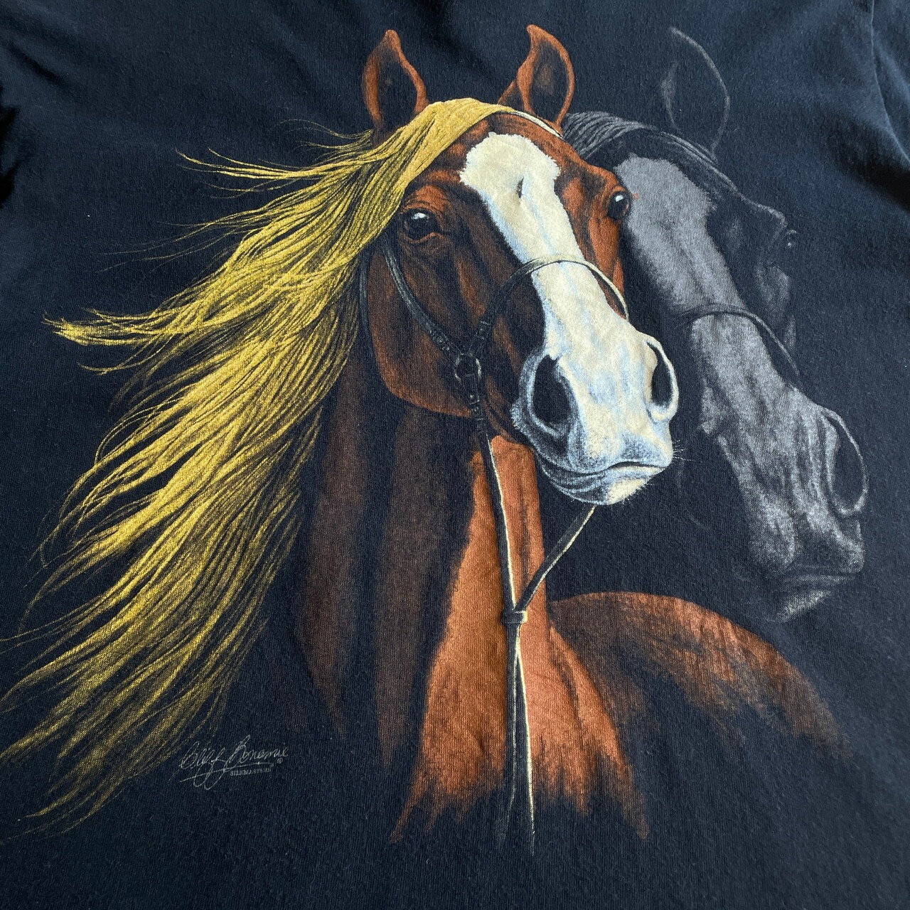 00年代 馬 アニマル アート プリントTシャツ メンズL 古着 動物 00s 