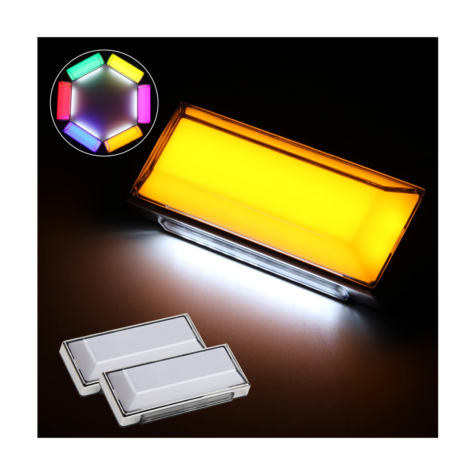 OPPLIGHT サイドマーカー led 24v 路肩灯 防水 IP67 12V/24Vトラック 用 角マーカー 角型 イエロー(マーカー) ホワイト(路肩灯) DC10V-50V 全面発光 無極性 LEDマーカーランプ 色選択可 (2個セット、イエロー)
