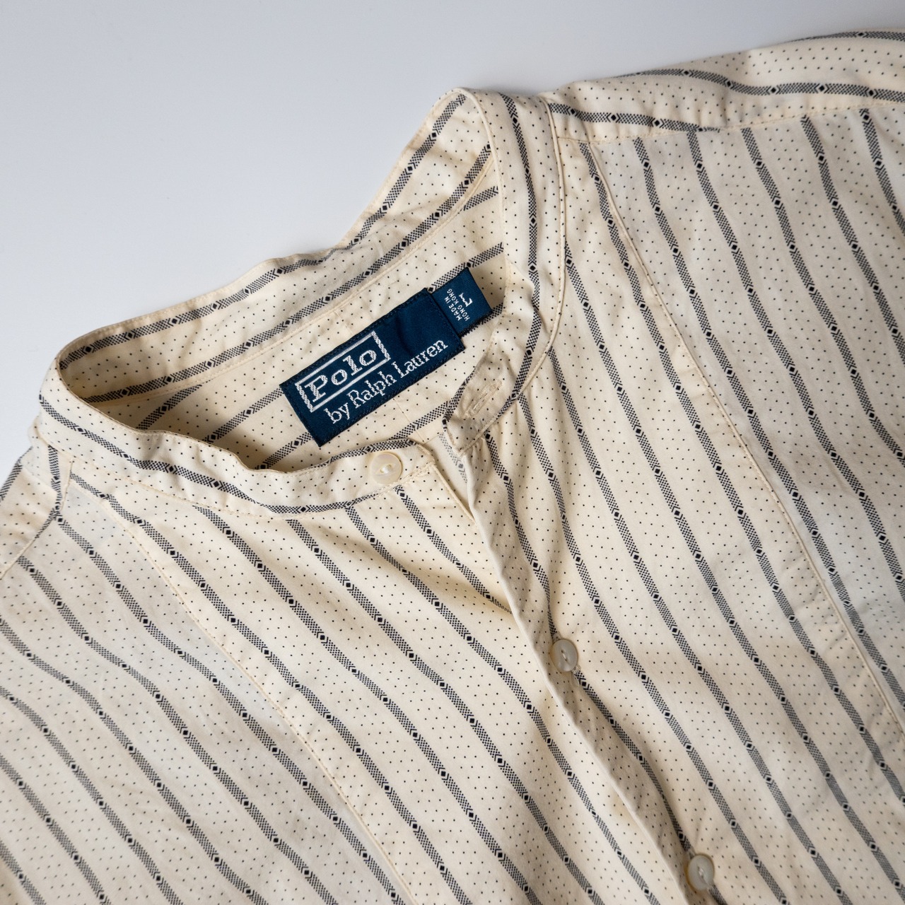 1990’s Polo by Ralph Lauren stripe band collar shirt