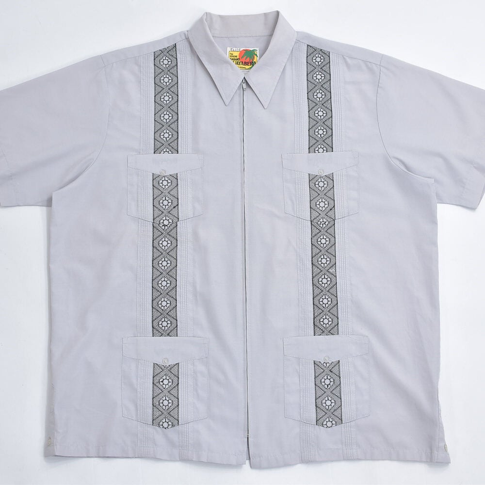 80～90s HABAND GUAYABERA ハバンド ジップアップ 刺繍 デザイン