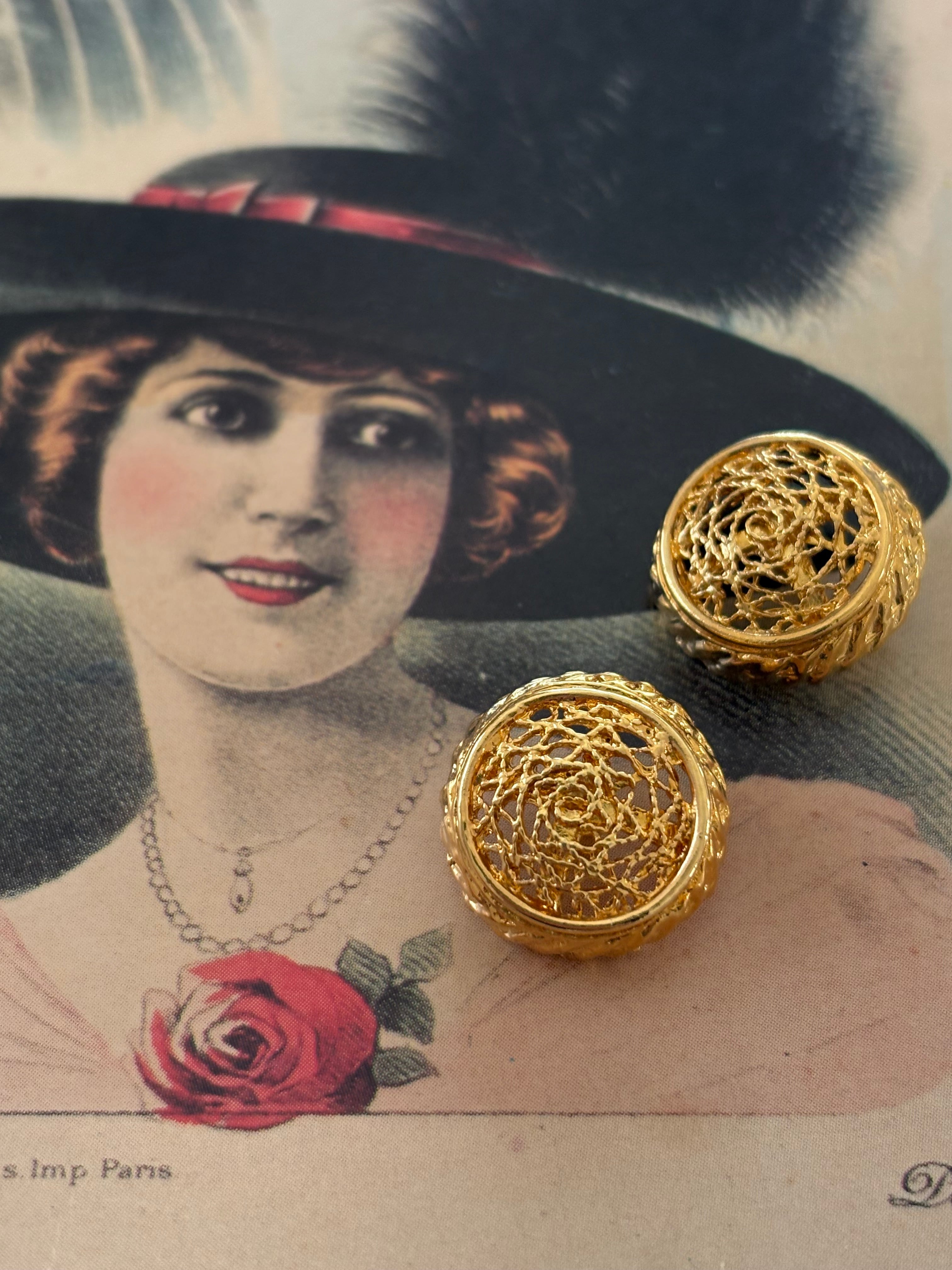 16mm Japanese ヴィンテージボタン メタルボタン ゴールド エレガント アクセサリーパーツ デコレーション材