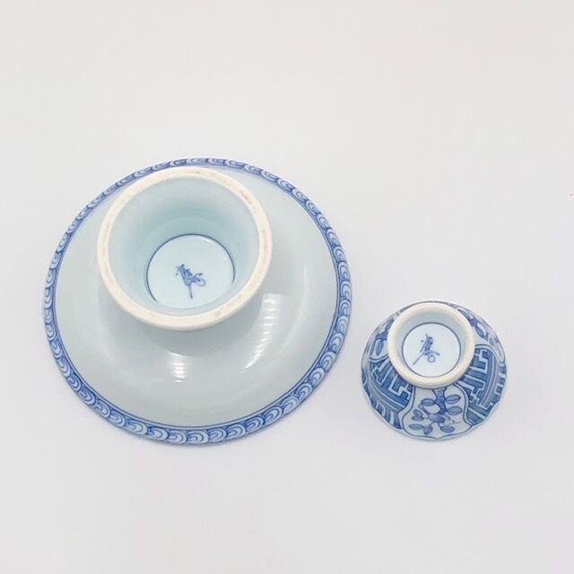 有田焼数点 アウトレット品 有田焼 染付四方割花鳥高台向付 千代口セット