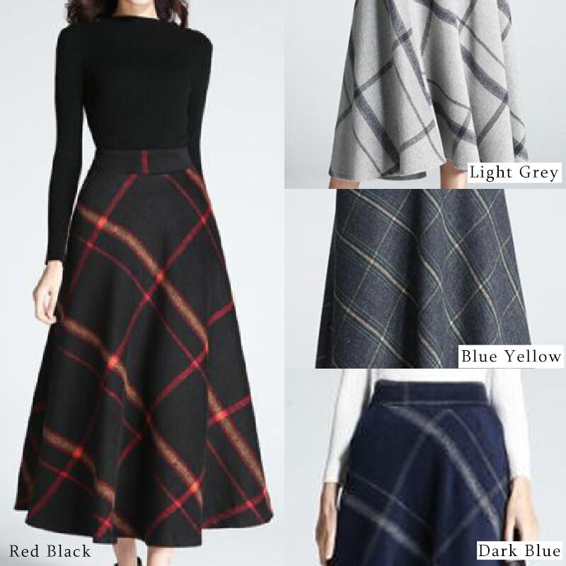 チェックフレアーロングスカート