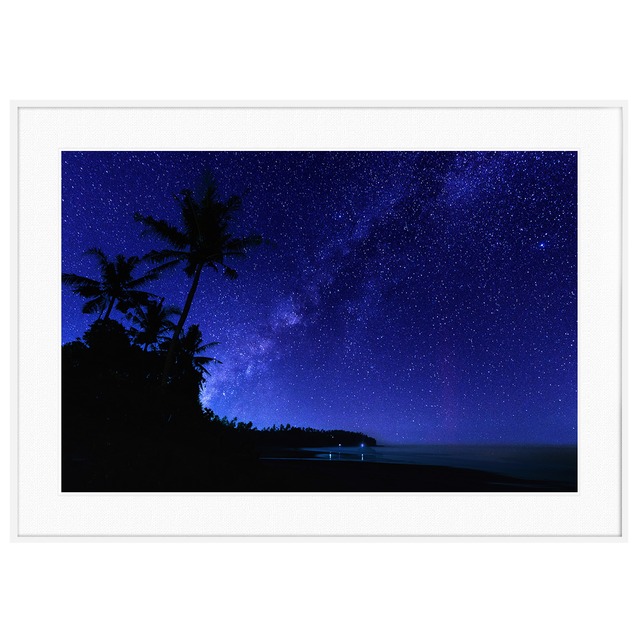 夏写真 ヤシの木と満点の星空写真 インテリアアートポスター額装 AS0423