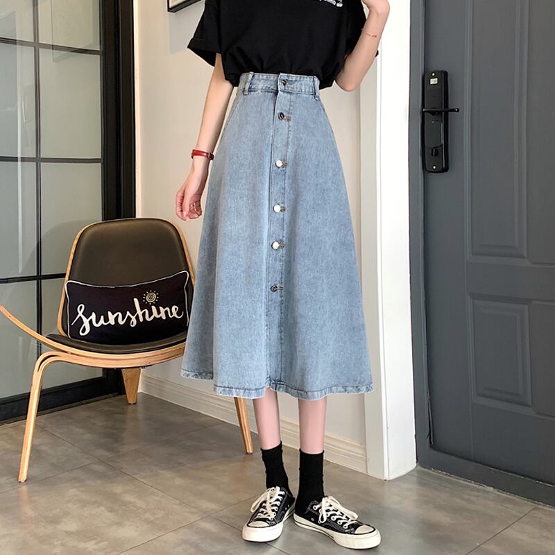 スカート Aラインサマーハイウェスト薄手ロング 夏物 試着室66028791834