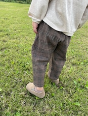 【アウトレット】check suspender pants