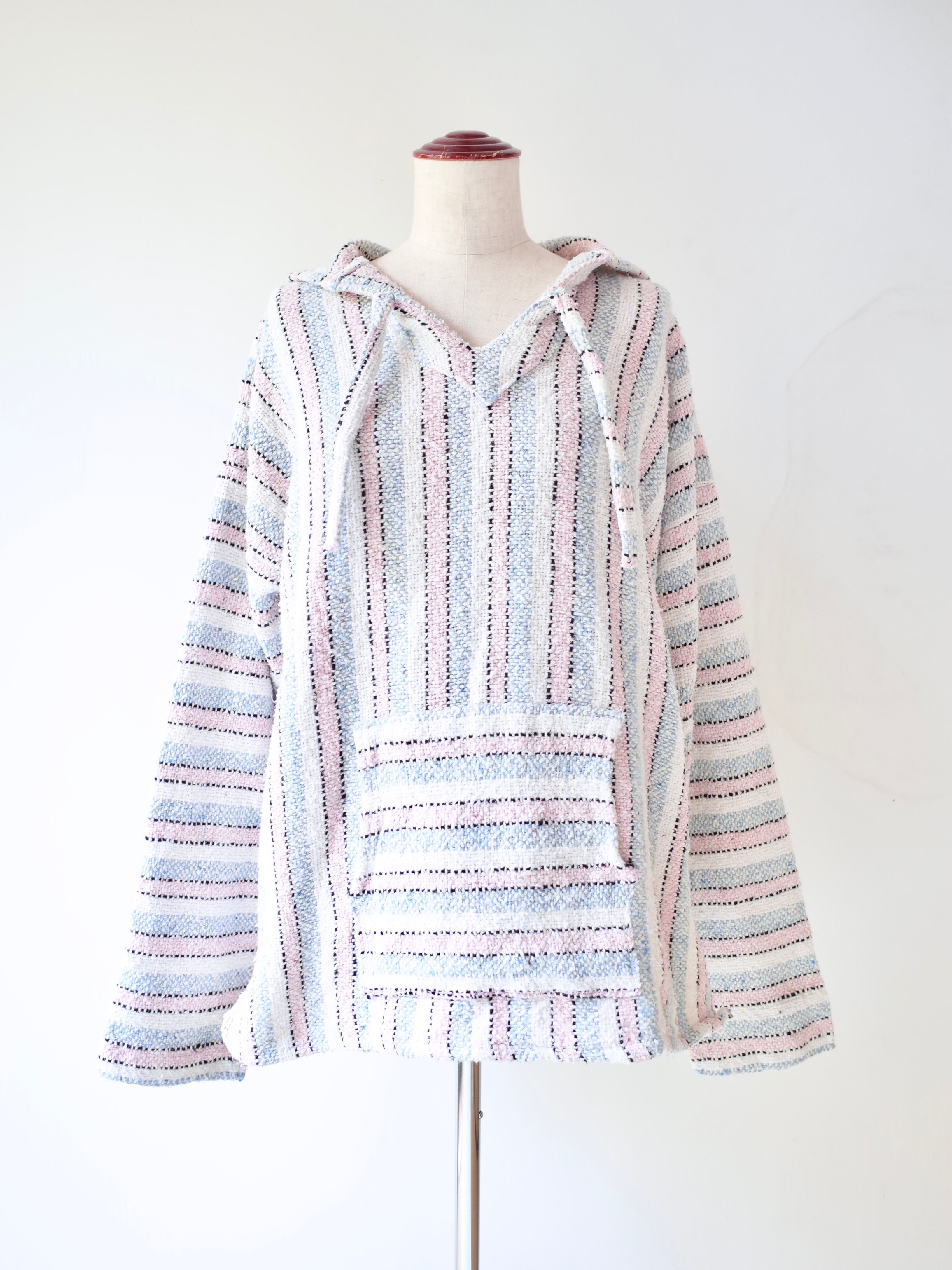 Mexican baja hoodie "white×blue×pink"