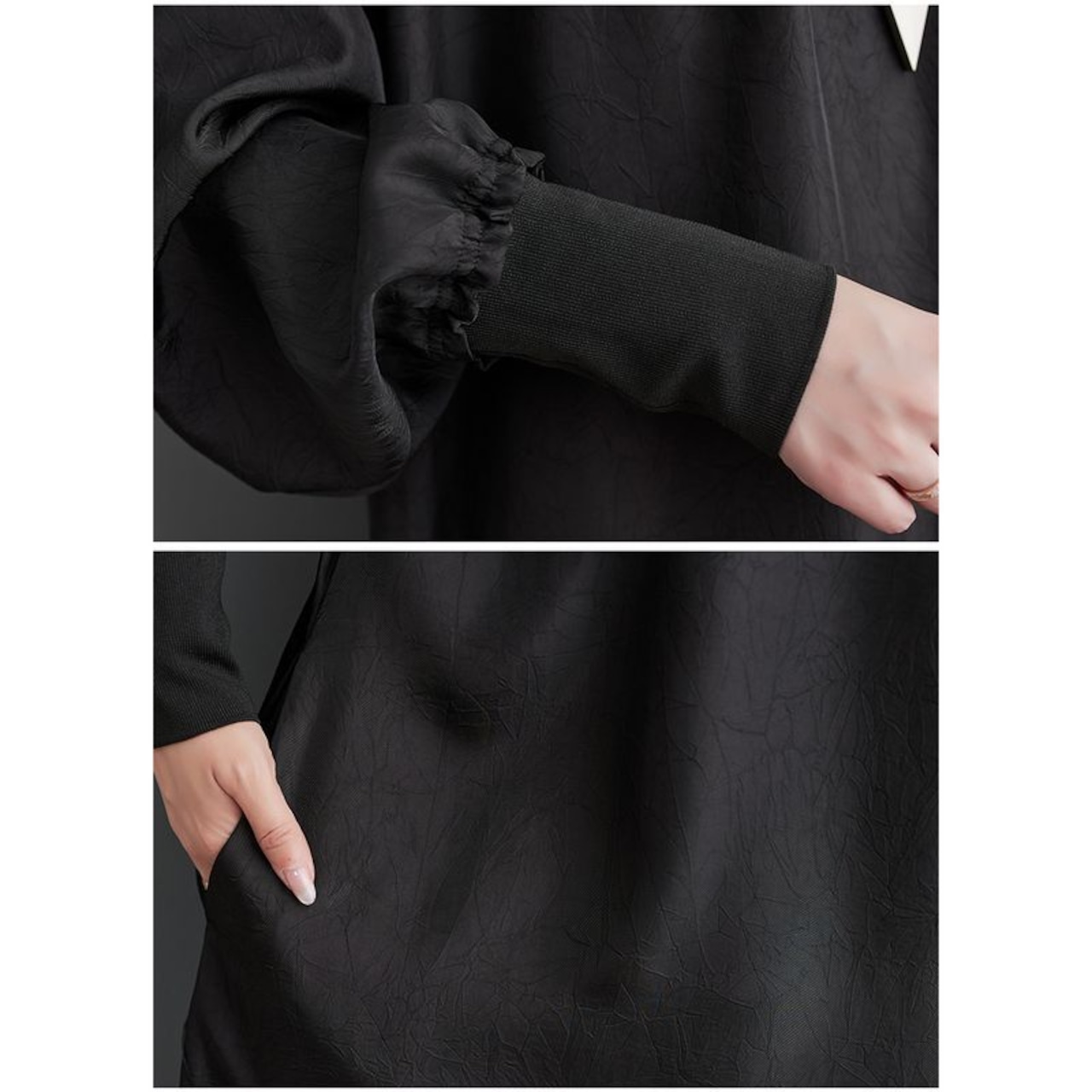 ハイネック バルーン ロングワンピース 00104