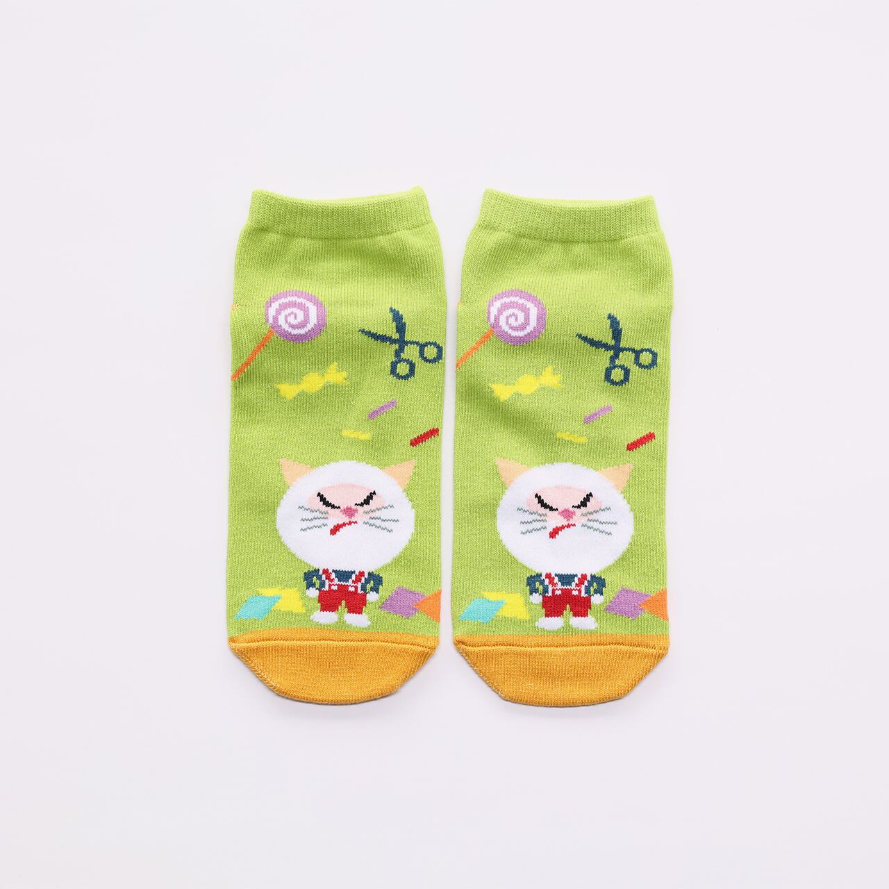 靴下 レディース グリーン ふうせんねこ 絵本のくつした 親子の時間研究所store