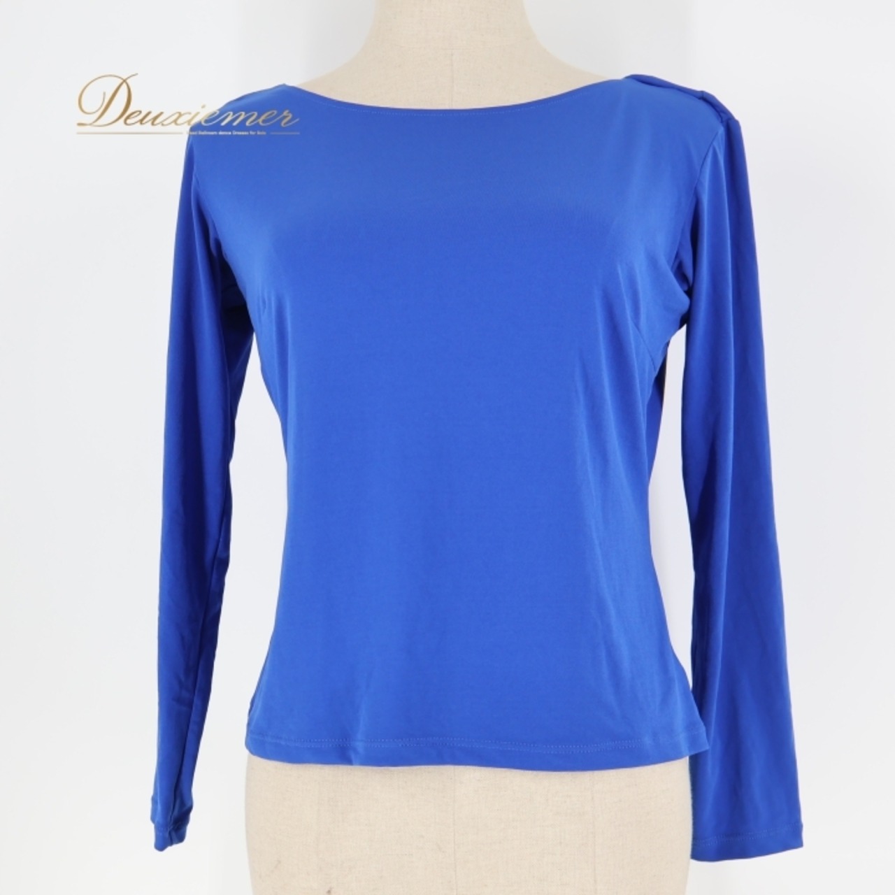 社交ダンス 衣装 トップス ブラウス ブルー系 チャコット Chacott 青 無地 レッスン 練習 伸縮 ストレッチ シンプル 長袖 鮮やか 上品 かわいい ダンス衣装