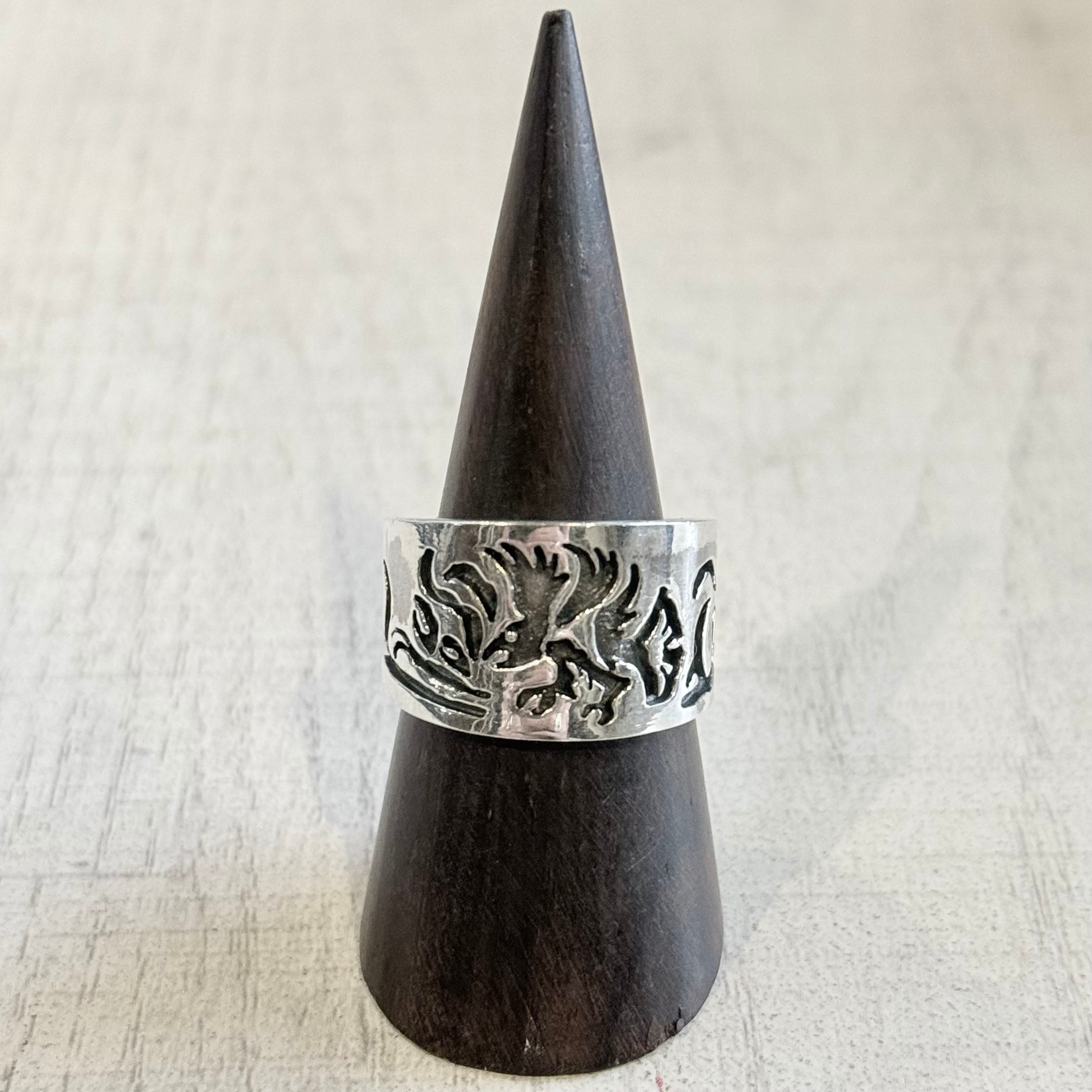 GEOMETRIC BLACK INLAY LATTICE RING-SILVER925-幾何学的リング