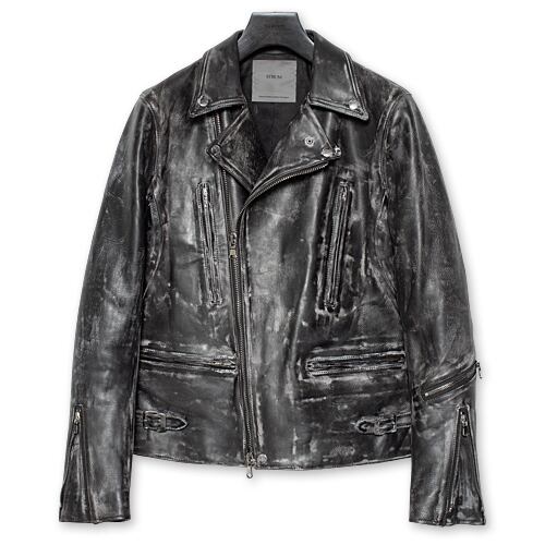【予約商品】【STRUM ストラム RIDERS JACKET ライダースジャケット】LIST/ハイブリッドタンニン鞣しカーフスキン 燃焼製品染め+WAXアイロン仕上げ/ダブルライダース【送料無料】【2027年3月~4月頃お届け予定】