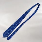 CASTELBAJAC カステルバジャック ロゴ 総柄 シルク ネクタイ /ネイビーブルー系/シルク100%