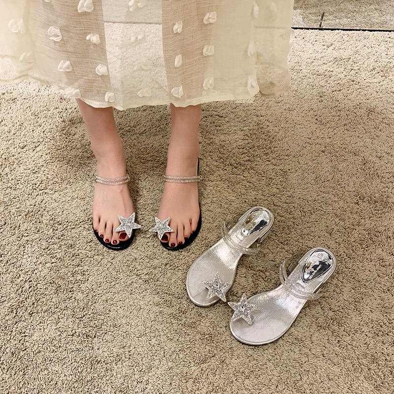 ミュールサマーラインストーン 靴 シューズ 夏物 スクウェア 部族の婦人靴41179819949