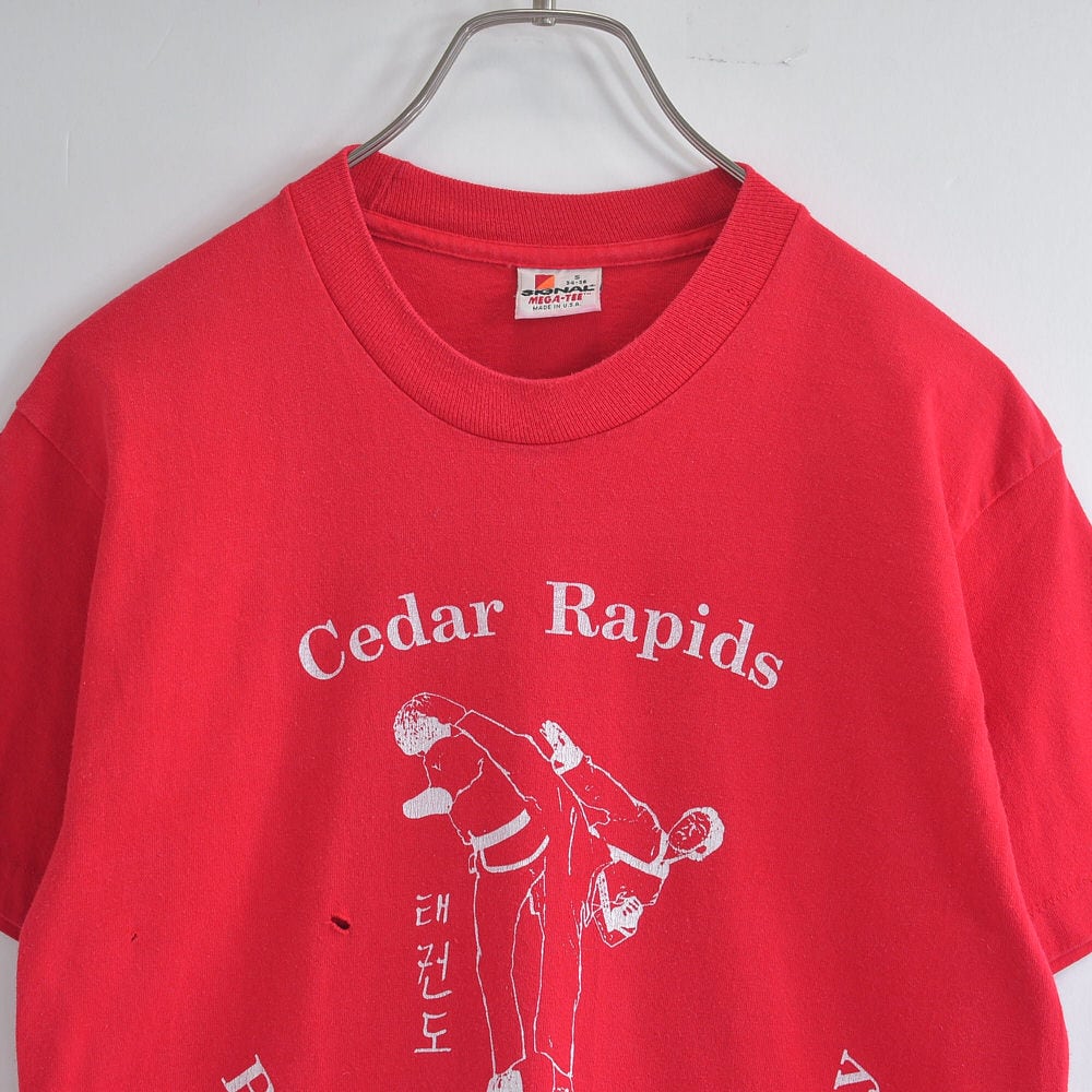 80~90s アメリカ製 SIGNAL シグナル テコンドー デザイン プリント Tシャツ ヴィンテージ 半袖 格闘技 道場 ビンテージ USA古着 メンズSサイズ