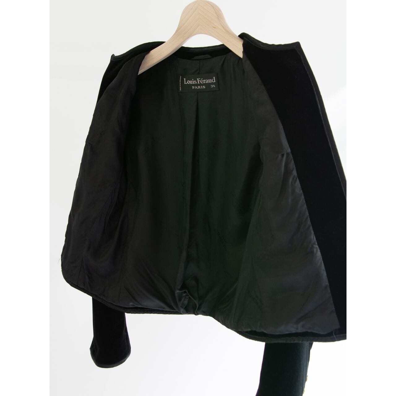 【Louis Feraud PARIS】Made in W.Germany 100% Cotton Velvet Collarless Jacket（ルイ フェロー 西ドイツ製 コットンベルベット ノーカラージャケット）