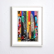 New York Dreamin'｜抽象×カラフルで描くニューヨークアートポスター｜タイムズスクエアを大胆に表現｜都会的でスタイリッシュな空間に｜A4ポスター