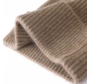 【軽柔上質】カシミヤ100%リブニット帽(フリーサイズ)