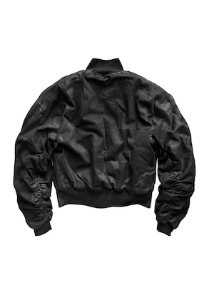 【CinderVein】Wax Coated Distressed Bomber Jacket