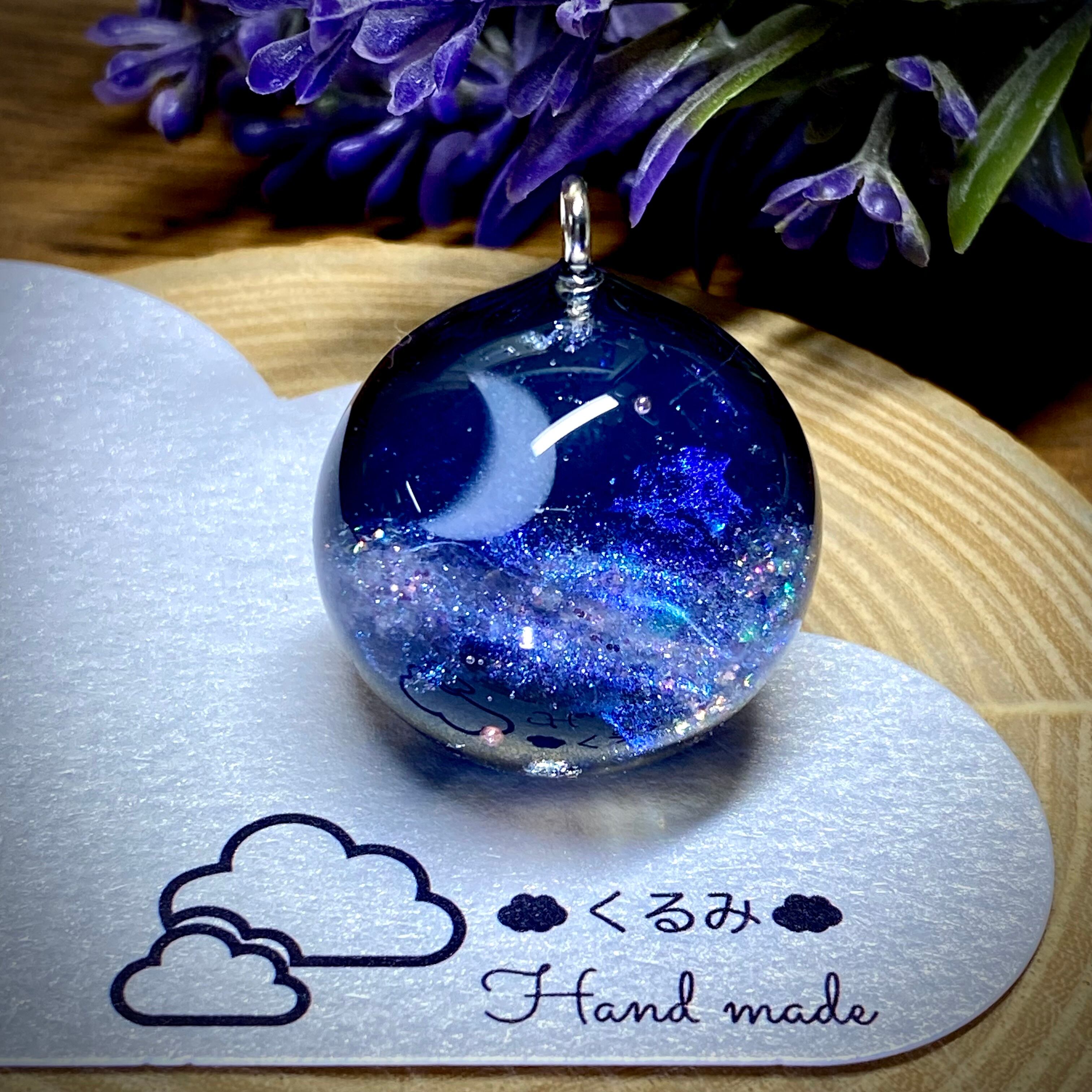 半球の宇宙レジン 三日月と天の川✩.*˚ 大きめ M