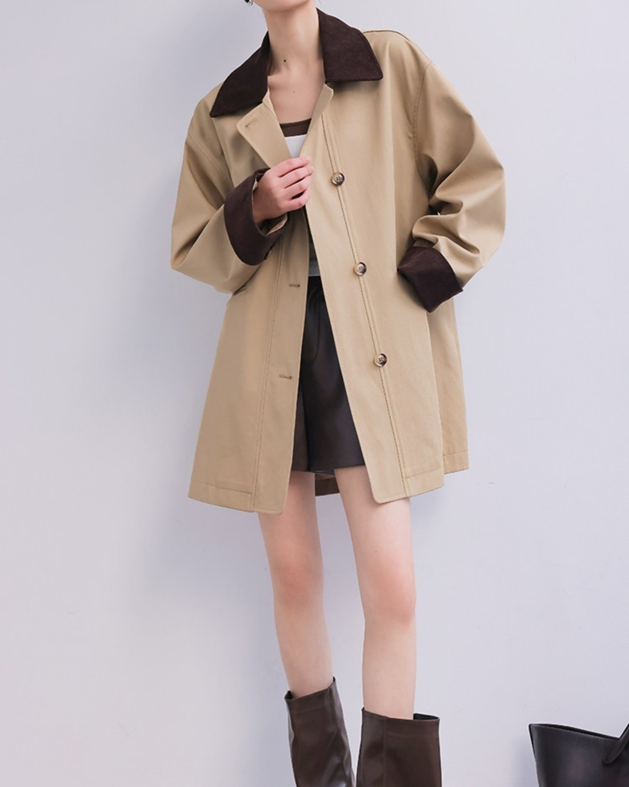 Two-tone drop shoulder jacket L0179