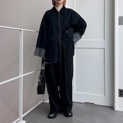 W zip フリンジツイルデニムオーバーJK/インディゴ