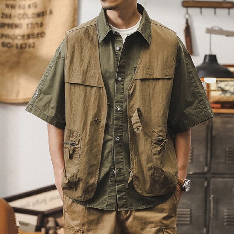 Vネックフロントジッパーベスト 3XLまで対応 A19044