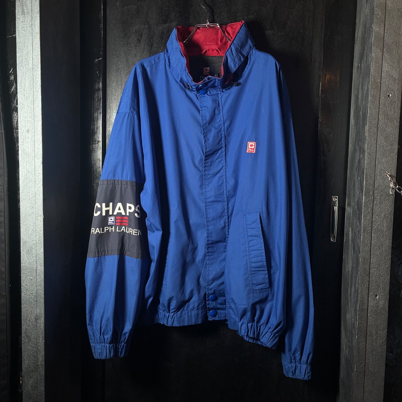 90s CHAPS RALPH LAUREN ナイロンジャケット ブルー 袖ロゴ XL