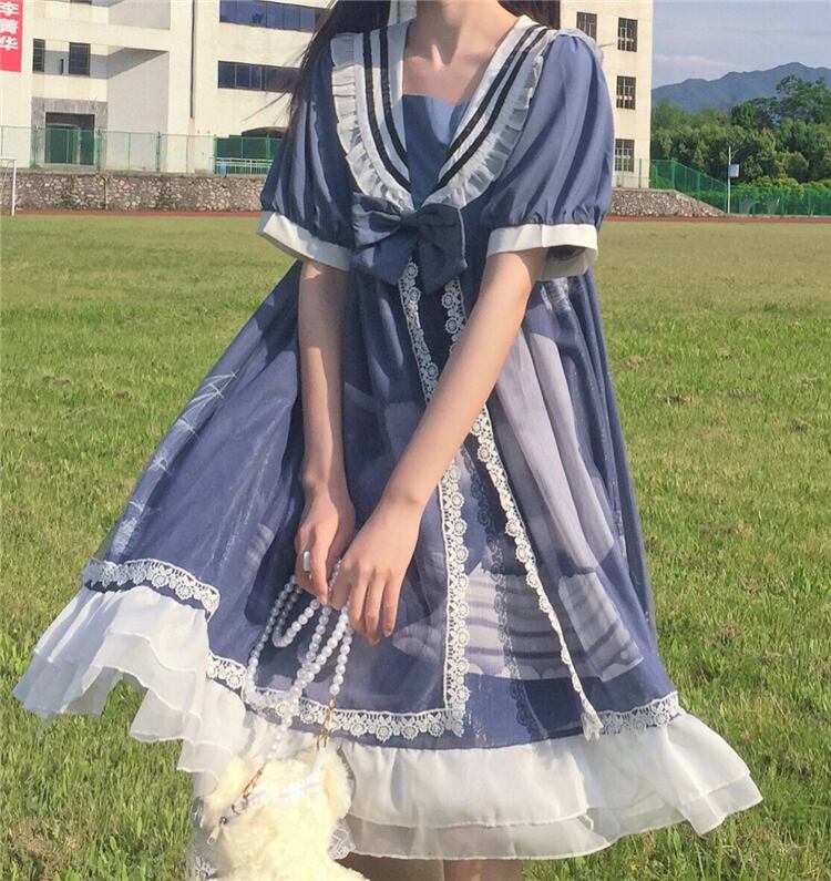 ゆめかわ 選べる袖丈 フレアワンピース 全２カラー Wanpi19 ゆめかわガール