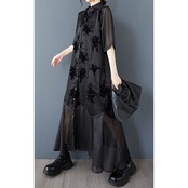 エレガントシアー 百合柄 ワンピース  30143