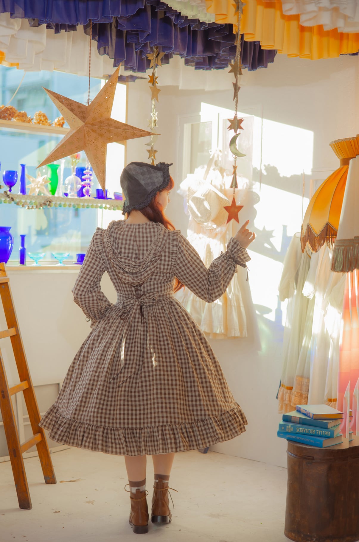 シーソルトマキアート デニムチェック リボンワンピース | HoshibakoWorks