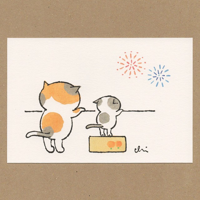 にゃんきーとすポストカード　花火せなか［NKPC-19］