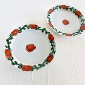 村田菜穂美作 鉄絵赤花唐草 リム5寸皿